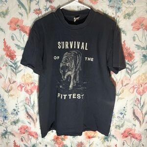 Vintage Black Short Sleeve Tee - Survival of the Fittest